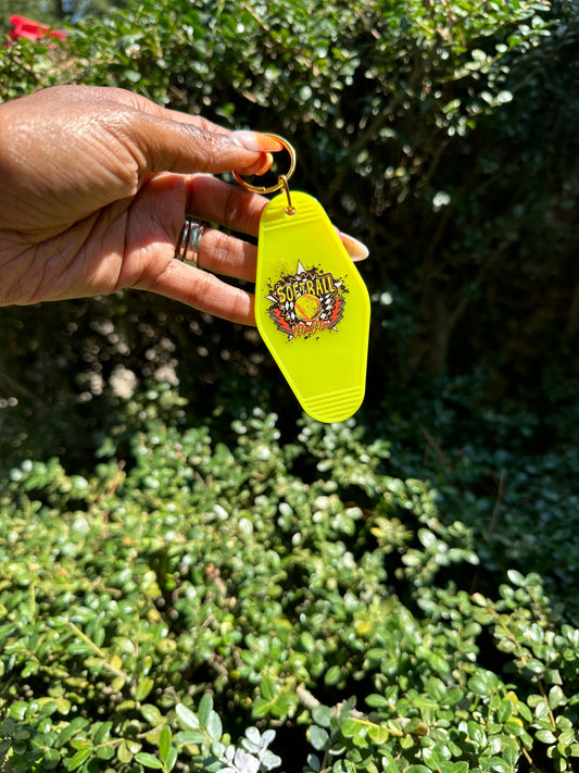 Softball Theme Baseball Keychain