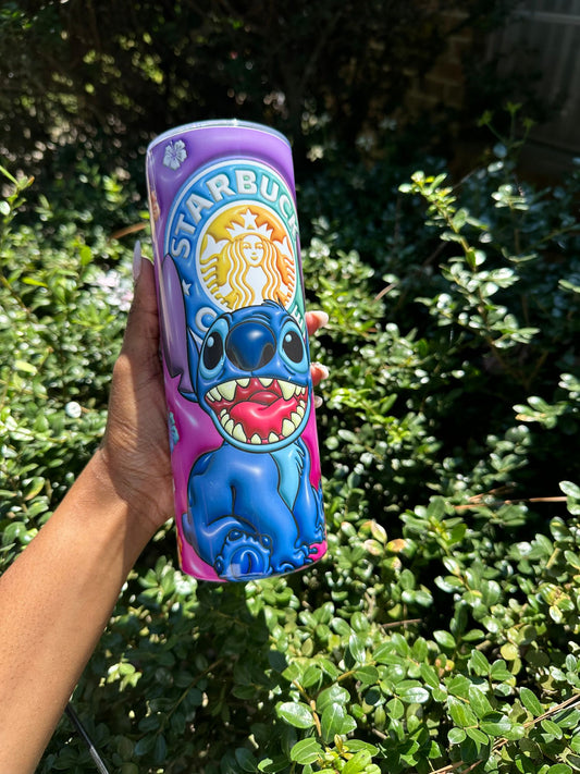 Stitch in Style: Pink and Purple Gradient 20oz Tumbler with Iconic Starbucks-Inspired Design