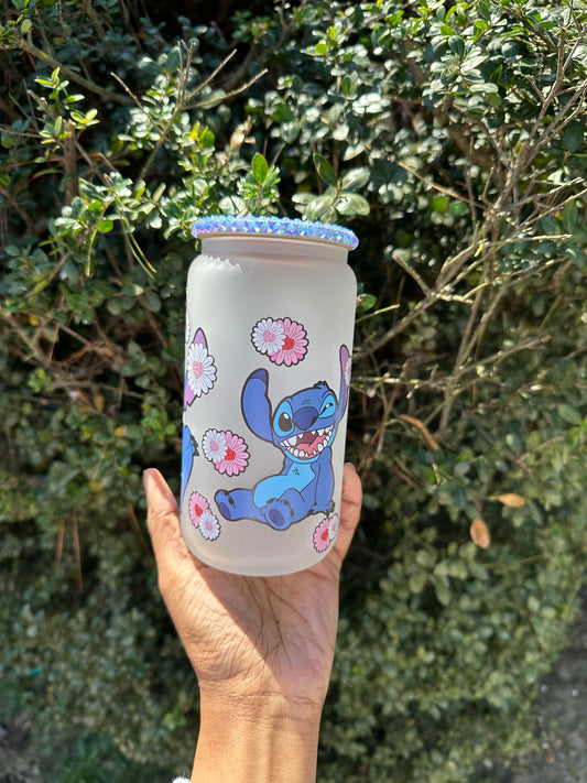 Stitch with Cherry Blossoms Libbey Glass Cup